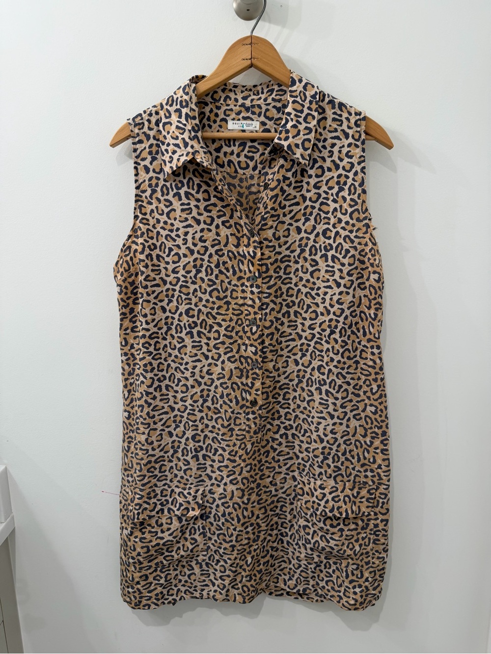 NWOT Equipment Lucinda Leopard Print Pure Silk Sleeveless Mini Dress - Picture 2 of 6